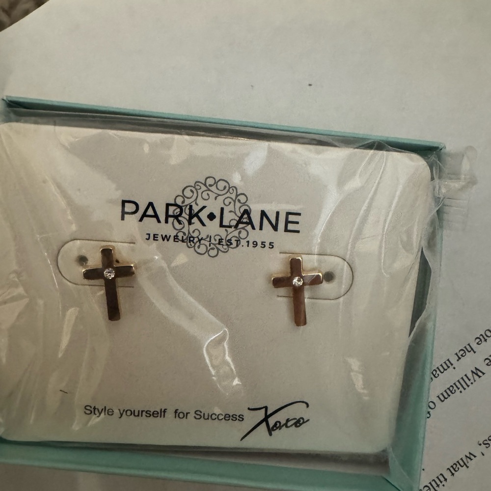Park Lane Gold and Silver Cross Earrings